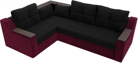 Диван угловой Кронос левый угол (Черный,Бордовый/Микровельвет) Лига Диванов арт.114630L
