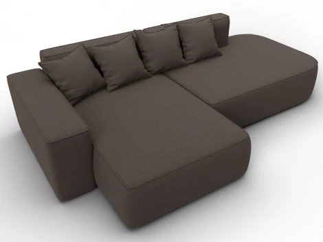 Диван угловой Лига-065 угол левый (ДСП/Пластик/Рогожка/Коричневый) Лига Диванов 129798L