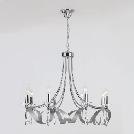 Подвесная люстра Eurosvet Adelia 60064/8 хром (220V, хрусталь Strotskis, на цепи)