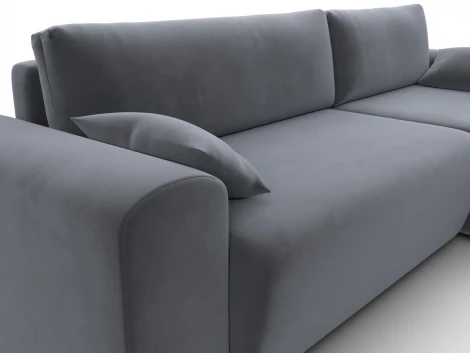 Диван угловой Лига-099 угол универсальный (ДВП,ДСП,ЛДСП,Брус,Фанера/Пластик/Велюр/Серый) Лига Диванов 134131