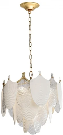 Подвесная люстра Odeon Light Porcela 5051/11 золото/белый/прозрачный/металл/фарфор/стекло E14 11*40W (220V, на цепи, лепестки)