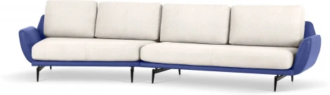 Диван Ispani угловой левый ОГОГО (арт.799383), (Ткань,Экокожа/Синий,Белый)