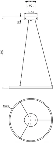 Подвесной светильник Escada Void 10254/1LED 43W Silver APP (регулировка яркости, 220V, пульт управления, управление смартфоном, на тросе, кольцо)