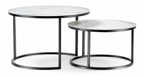 Комплект столиков Woodville Плумерия белый мрамор / черный 500007