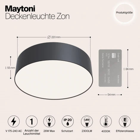 Потолочный светильник Zon 4000K 1x26Вт 120° LED Maytoni Technical C032CL-L32B4K
