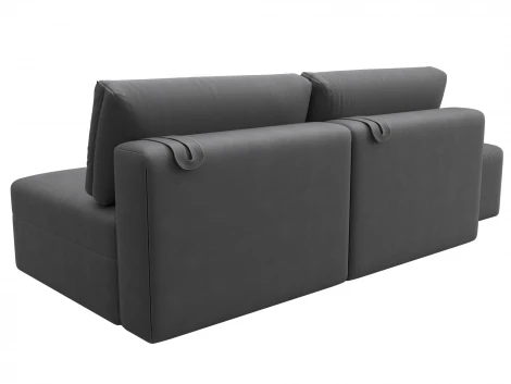 Диван прямой модульный с пуфом Лига-060 НПБ (ЛДСП,Брус,Фанера/Пластик/Замша/Серый) Лига Диванов 129667