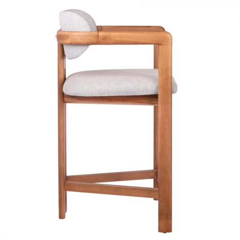 Стул полубарный Rich рогожка бежево-голубая с ножками цвета орех Bradex Home арт.RF 0861