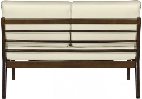 Диван-скамья Массив мягкая экокожа крем, каркас орех Mebelik арт.007549