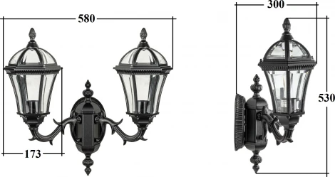 Настенный фонарь уличный IP44 Oasis Light ROMA S 95201S 2 15L Bl (220V, фонарь)