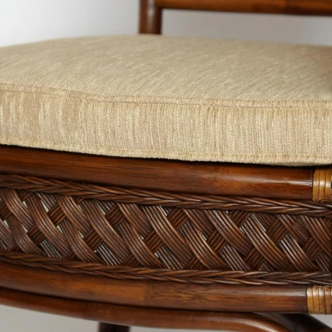 Комплект террасный ANDREA (стол кофейный со стеклом + 2 кресла + подушки) Pecan Washed (античн. орех) (ротанг)