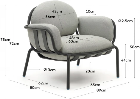 Кресло из ротанга La Forma (ex Julia Grup) Joncols (Серый/ Пенополиуретан)