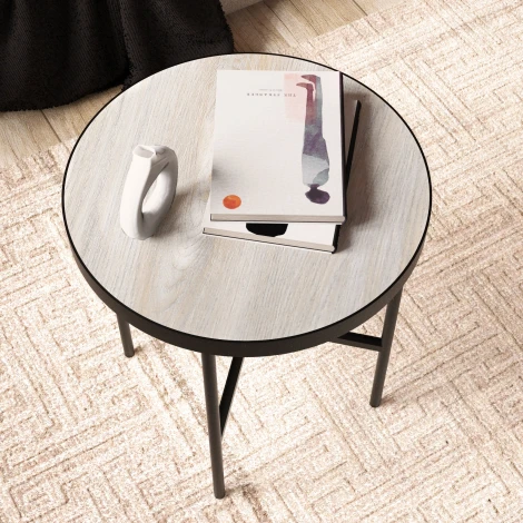 Стол журнальный МеталлАрт М011 МАЛЫЙ бежевый дуб/черный Mebelik 009490