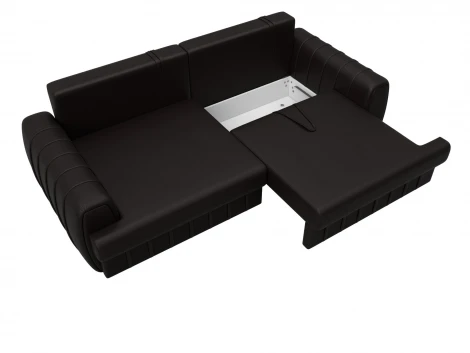 Диван прямой Лига-057 НПБ (ЛДСП,Брус,Фанера/Пластик/Экокожа/Коричневый) Лига Диванов 130025