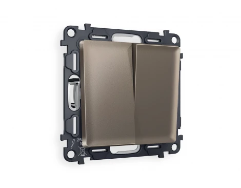 Комплект механизма двухклавишного перекрестного выключателя встраиваемый (темная бронза матовый) Ambrella Volt QUANT MA633030