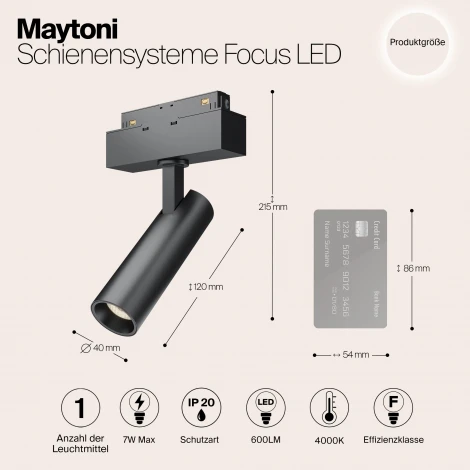 Трековый светильник Focus Led S35 4000K 7Вт 24° (магнитный) Maytoni Technical TR019-2-7W4K-B (48V, круглые)