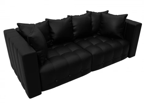 Диван прямой Лига-052 НПБ (ЛДСП,Брус,Фанера/Пластик/Экокожа/Черный) Лига Диванов 129904