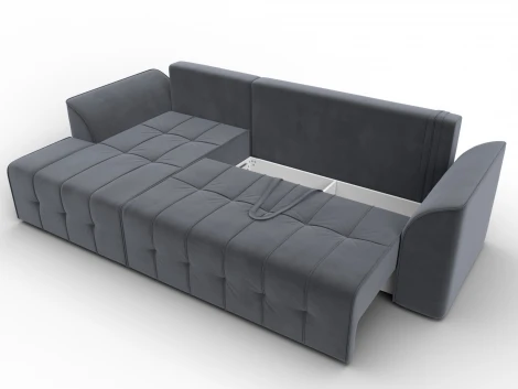 Диван угловой Лига-113 угол левый (ДСП,Велюр/Серый) Лига Диванов 136724L