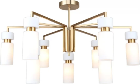 Потолочная люстра на штанге Escada Sonnet 9x40Вт E14, металл/стекло, бронза, белый плафон (220V)