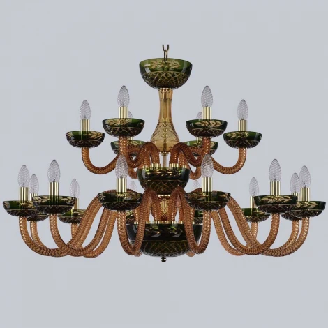Подвесная люстра Bohemia 1308 1308/12+6/360/2d G Am/Amber-Green/H-1J