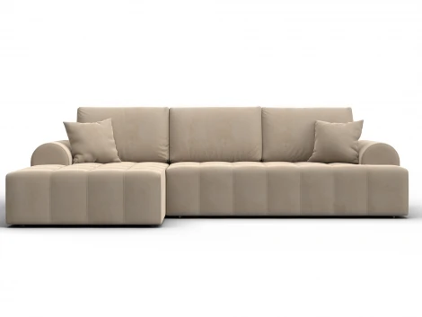 Диван угловой Лига-080 угол левый (ДСП/Пластик/Велюр/Бежевый) Лига Диванов 134745L