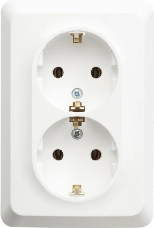 Розетка встраиваемая двойная с заземлением (белый) Systeme Electric Etude PC16-107B