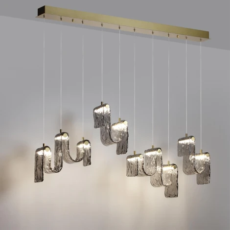 Подвесной светильник светодиодный Odeon Light Flow 5106/52L золотой брашинг/дымчатый металл/стекло LED x 52W 4000K (220V, на проводе)