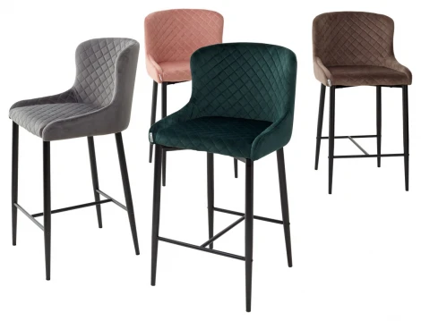 Полубарный стул M-City ARTEMIS BLUVEL-78 GREEN (H=65cm), велюр