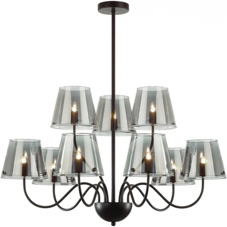 Потолочная люстра ярусная на штанге Lumion Smoky 6570/9C черный/дымчатый/металл/стекло G9 9*20W 220V