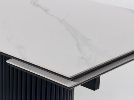 Стол АРИЯ 160 цвет Белый мрамор MATTE, керамика / Черный каркас M-City 64728