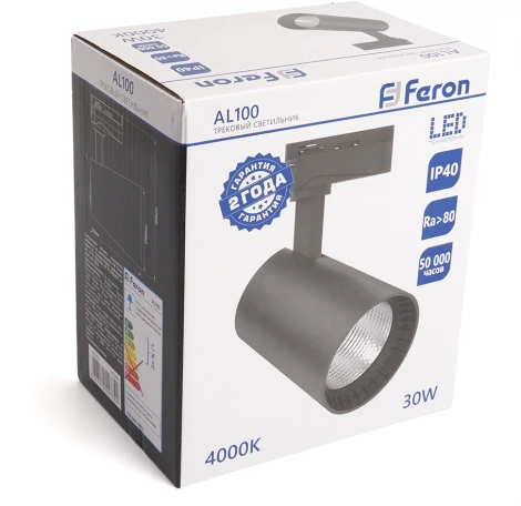 Трековый светодиодный светильник Feron AL100 41608 однофазный
