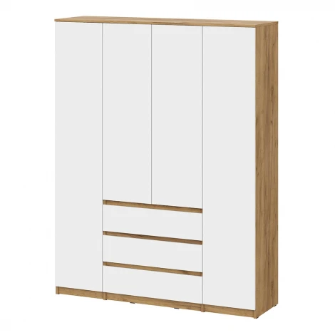 Шкаф Арника для одежды и белья 4х дверный Денвер, Дуб золотой, Белый