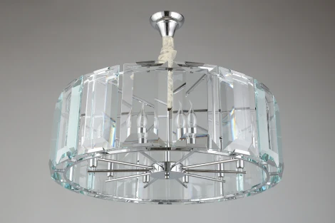 Подвесная люстра Omnilux Noventa OML-81513-10 (220V, хрусталь, на цепи, свеча, круглые)