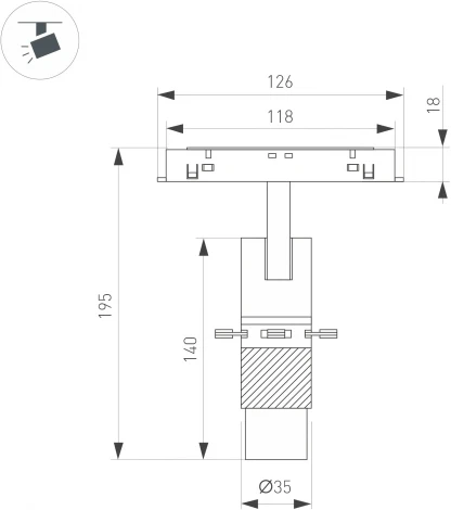 светильник магнитный MAG-ORIENT-SPOT-CROP-ZOOM-TC-R35-6W Day4000 (BK, 19-29 deg, 48V) (Arlight, IP20 Металл) 045066