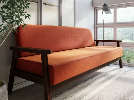 Диван Arsko прямой Флори Б орех велюр оранжевый