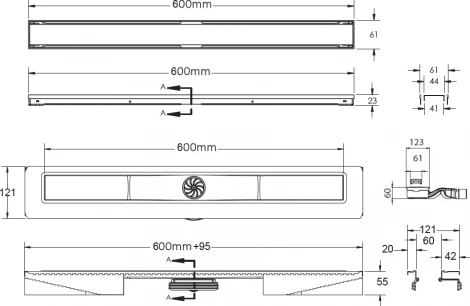 Душевой лоток Berges Wasserhaus B1 Antik 090124 60 см