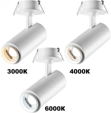 Спот встраиваемый с перекл. цв. температуры, мощности Novotech Nail 359221 SPOT белый IP20 LED 3000К\4000К\6000К 5W/9W/13W 220V (круглые)