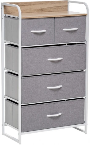 Комод Ноа 5 ящ., Каркас Белый, Светло-серый 2500000183454 Leset