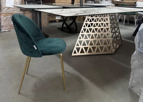 Стол ENNA 220 KL-188 Контрастный мрамор матовый, итальянская керамика/ каркас цвета шампань М-City