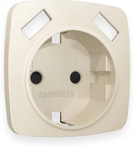 Лицевая панель Ambrella Volt OMEGA (Бежевый матовый) для электрической розетки с/з со шторками 2USB A+A QUANT OP3290