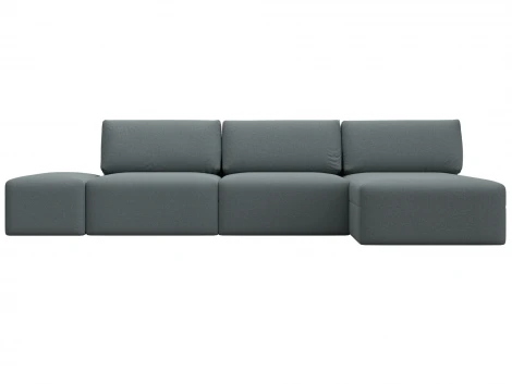 Диван угловой модульный с пуфом Лига-060 НПБ Лонг угол универсальный (ЛДСП,Брус,Фанера/Пластик/Рогожка/Серый) Лига Диванов 129720