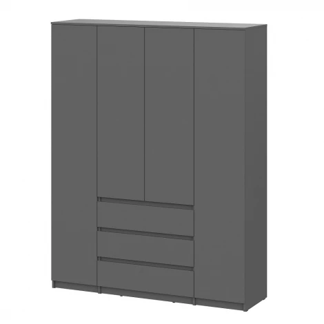 Шкаф Арника для одежды и белья 4х дверный Денвер, графит