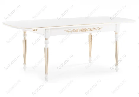 Стол Woodville Бевье молочный / золото 483900
