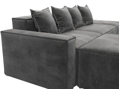 Диван угловой модульный Лига-063 угол левый (ДСП/Пластик/Велюр/Серый) Лига Диванов 129795L