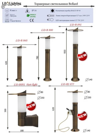 Наземный светильник LD-Lighting LD-В LD-B880 (220V, IP54)