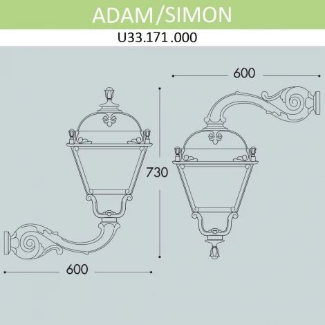 Настенный фонарь уличный Fumagalli Simon U33.171.000.AYH27 (220V, IP55)