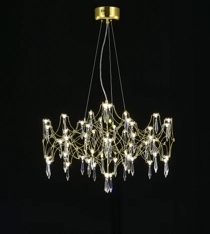 Подвесная люстра светодиодная с пультом и хрустальными подвесками Asfour MyFar Ileria MR2652-57P-76AP