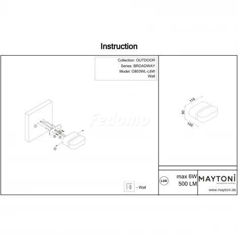 Настенный светильник уличный Maytoni Broadway O803WL-L6W