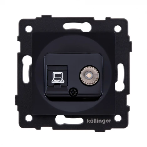Розетка двойная TV (мама) + RJ45 черный Kollinger REA-021BK для Aspekt, Eleganz, Reflex