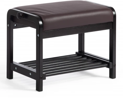 Обувница AX-1021 дерево: венге #9, экокожа темно-коричневая (дерево береза/экокожа)