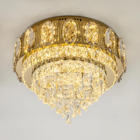 Потолочная люстра светодиодная хрустальная с пультом и управлением смарфоном с регулировкой цветовой температуры и яркости LED4U LED4U L9438-500 GD с УД